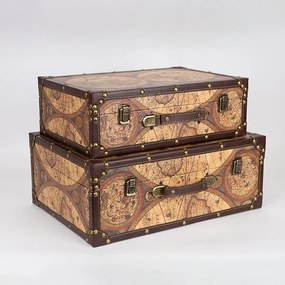 S/2 ΒΑΛΙΤΣΕΣ ΞΥΛΙΝΕΣ ΧΑΡΤΗΣ 42x30x16cm / 37x25x13cm