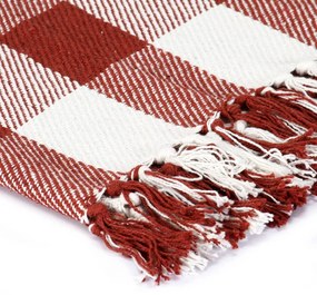 vidaXL Ριχτάρι Καρό Κεραμιδί 220 x 250 εκ. Βαμβακερό