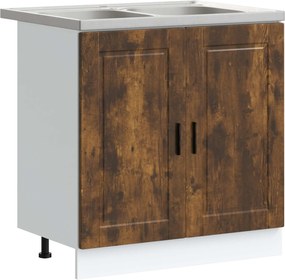vidaXL Βάση νιπτήρα με αποθήκευση Porto 2 pcs Καφέ Επεξεργασμένο ξύλο