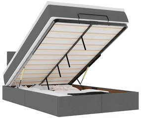 vidaXL Οθωμανικό κρεβάτι με στρώμα Σκούρο γκρι 120x190 cm Ύφασμα