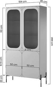 Βιτρίνα Sorena Λαδί 104x200x45cm με τζάμι - BOG4589
