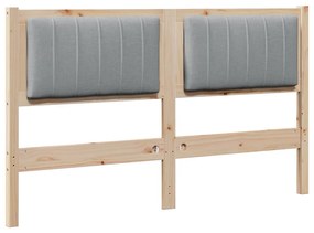 vidaXL Ταπετσαρισμένο κεφαλάρι Καφέ 135 cm Στερεά ξυλεία πεύκου