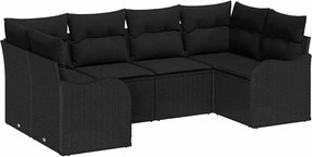 vidaXL Σετ Καναπέ Κήπου με αποθήκευση 6 pcs Μαύρο Πολυ ράταν