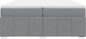 vidaXL Κρεβάτι Boxspring με Στρώμα Ανοιχτό Γκρι 200x200 εκ. Υφασμάτινο