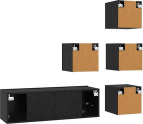 vidaXL Σετ επίπλου τηλεόρασης 5 pcs 100 x 30 x 30 cm Μαύρη Δρυς