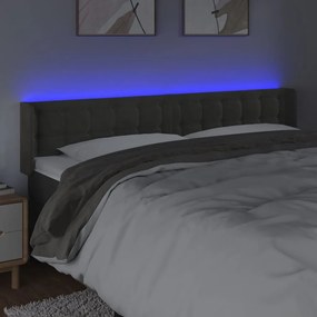 Κεφαλάρι Κρεβατιού LED Σκούρο Γκρι 203x16x78/88 εκ. Βελούδινο 3123737