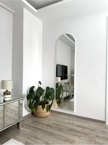 Stewehome Οβάλ καθρέφτης με μεταλλικό πλαίσιο και βάση Λευκό 180x50x1.5 cm