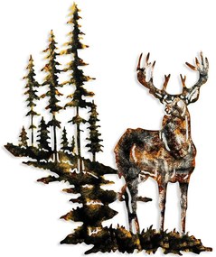 Διακοσμητικό Τοίχου Deer 930DYU1217 65x79cm Multi-Gold Wallity Μέταλλο