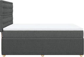 vidaXL Κρεβάτι Boxspring με Στρώμα Σκούρο Γκρι 140x190 εκ. Υφασμάτινο