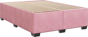 vidaXL Κρεβάτι box spring με στρώμα Ροζ 140 x 200 cm Βελούδο