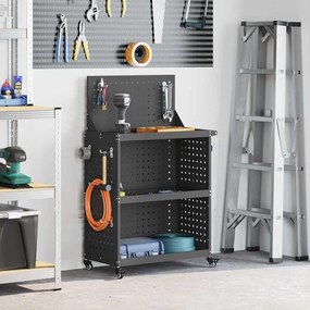 Καρότσι εργαλείων Μαύρο 65 x 35 x 111 εκ Ψυχρής έλασης χάλυβας