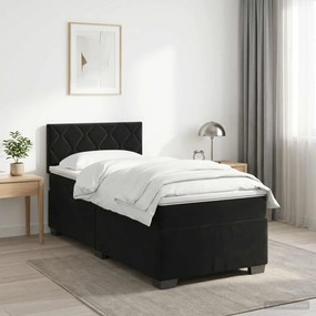 vidaXL Κρεβάτι box spring με στρώμα Μαύρο 100 x 200 cm Βελούδο