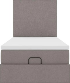 vidaXL Οθωμανικό κρεβάτι με στρώμα Taupe 90x190cm ύφασμα