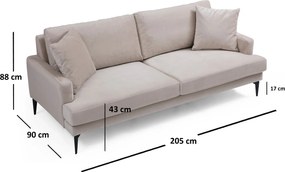 Τριθέσιος Καναπές Μπεζ GIGAS 205x90x88