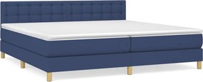vidaXL Κρεβάτι Boxspring με Στρώμα Μπλε 200x200 εκ. Υφασμάτινο