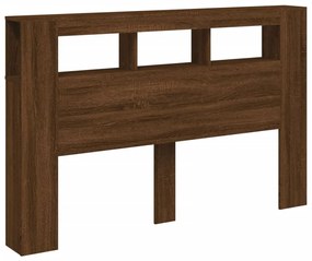Κεφαλάρι Κρεβατιού με LED Καφέ Δρυς 160x18,5x103,5 εκ - Καφέ