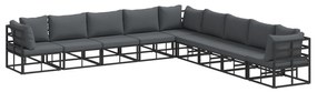 vidaXL Σετ Καναπέ Κήπου 9 pcs Μαύρο 353 x 353 x 71 εκ Αλουμίνιο