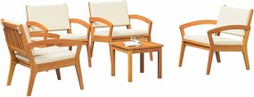 vidaXL Σετ μπιστρό με μαξιλάρι 5 pcs Καφέ Πολυεστέρας
