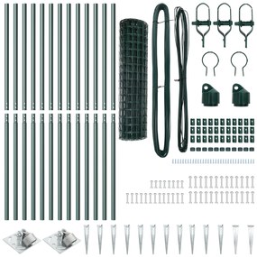 vidaXL Euro Fence με 13 Σταθεροποιητές 1.2x25μ Γαλβανισμένο Ατσάλι Πράσινο