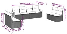 vidaXL Σαλόνι Κήπου 8 Τεμαχίων Μαύρο από Συνθετικό Ρατάν με Μαξιλάρια