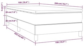 Κρεβάτι Boxspring με Στρώμα Taupe 100 x 200 εκ. Υφασμάτινο - Μπεζ-Γκρι