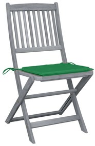 vidaXL Καρέκλες Εξωτ. Χώρου Πτυσ. 4 τεμ Μασίφ Ξύλο Ακακίας & Μαξιλάρια