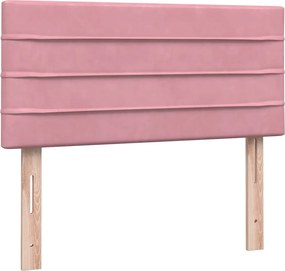 vidaXL Box Spring κρεβάτι με στρώμα ροζ 90x210 εκ. Βελούδινο
