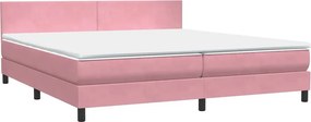 vidaXL Κρεβάτι Boxspring με Στρώμα &amp; LED Ροζ 180x210 εκ. Βελούδινο