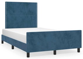 Πλαίσιο Κρεβατιού με Κεφαλάρι Σκ. Μπλε 120x190 εκ. Βελούδινο - Μπλε