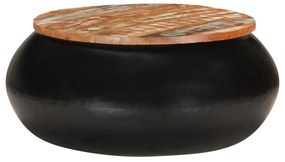 Τραπεζάκι Σαλονιού Μαύρο 68x68x30 εκ. Μασίφ Ανακυκλωμένο Ξύλο - Καφέ