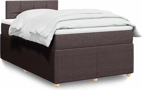 vidaXL Κρεβάτι Boxspring με Στρώμα Σκούρο Καφέ 120x200 εκ. Υφασμάτινο