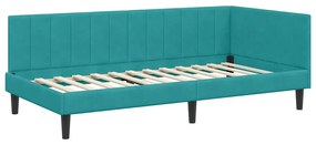 vidaXL Κρεβάτι Γωνίας με στρώμα Τιρκουάζ 90 x 200 cm Βελούδο