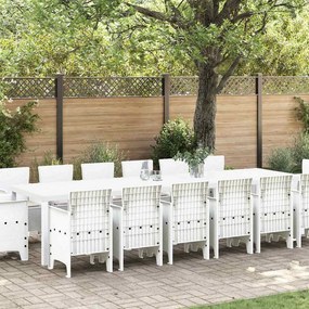 vidaXL Σέτ φαγητού για κήπο 15 pcs Λευκό Rattan Polt