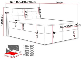 Επενδυμένο κρεβάτι Havana-Krem-160 x 200