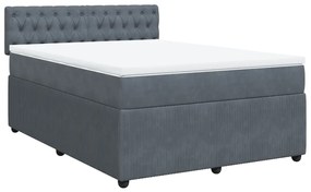 vidaXL Κρεβάτι Boxspring με Στρώμα Σκούρο Γκρι 140x200 εκ. Βελούδινο