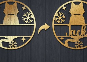 Σετ των 3 Intra απο ξύλο plywood 3mm-4mm πάχος Χριστουγεννιάτικο στολίδι γάτας με 3d Δίασταση 8x8 cm INTRAFABR-84203732