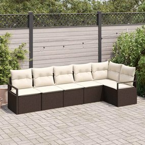vidaXL Σετ Καναπέ Κήπου 6 pcs Καφέ, Κρέμα Πολυ rattan, βαμμένο ατσάλι