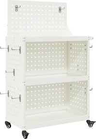 vidaXL Καρότσι εργαλείων Λευκό 65 x 35 x 111 εκ Ψυχρής έλασης χάλυβας