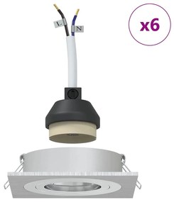 vidaXL Ανασυρμένα Σποτ 6 τεμ Τετράγωνα GU10 Ασημί 91x91 χιλ.