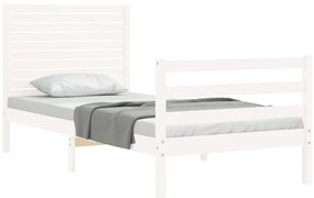 vidaXL Πλαίσιο Κρεβατιού με Κεφαλάρι Λευκό 90x200 εκ. Μασίφ Ξύλο