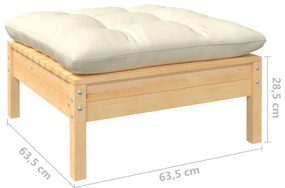 vidaXL Σαλόνι Κήπου Σετ 9 Τεμαχίων Μασίφ Ξύλο Πεύκου &amp; Κρεμ Μαξιλάρια