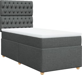 vidaXL Κρεβάτι Boxspring με Στρώμα Σκούρο Γκρι 80x200 εκ. Υφασμάτινο
