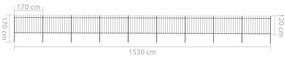 vidaXL Κάγκελα Περίφραξης με Λόγχες Μαύρα 15,3 x 1,2 μ. από Χάλυβα