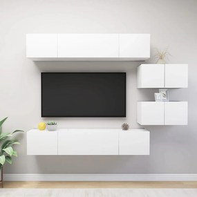 vidaXL Έπιπλα Τηλεόρασης Σετ 6 Τεμαχίων Λευκό από Επεξ. Ξύλο