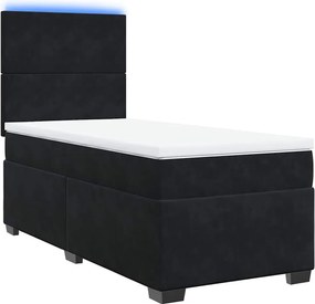 vidaXL Κρεβάτι Boxspring με Στρώμα Μαύρο 100x200 εκ. Βελούδινο