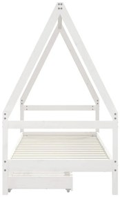 Πλαίσιο Παιδικού Κρεβατιού Συρτάρια Λευκό 80x200εκ. Ξύλο Πεύκου - Λευκό
