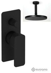 Eurorama Quadra Black Matt Ανακλινόμενη κεφαλή Ø30εκ.+Μίκτης εντοιχισμού 2 εξόδων με εκτροπέα