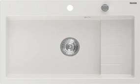 Mexen Omar νεροχύτης γρανίτης 1-διαμερίσματος 800 x 480 mm, λευκός, σιφόνι