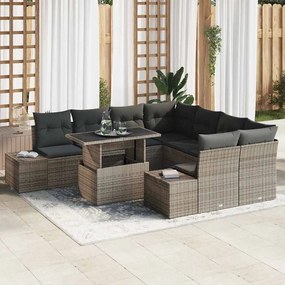 vidaXL Σετ Καναπέ Κήπου με μαξιλάρι 9 pcs Γκρι 100 x 55 x 73 εκ