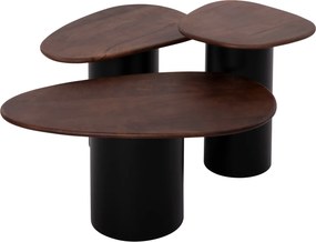 ΤΡΑΠΕΖΙA ΣΑΛΟΝΙΟΥ 3ΤΜΧ PEBBLES HM18004 MANGO TOP-ΜΕΤΑΛΛΙΚΕΣ ΜΑΥΡΕΣ ΒΑΣΕΙΣ